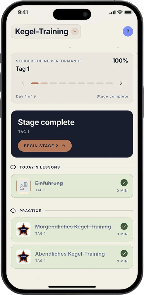 PrimeMan app screen with the daily plan